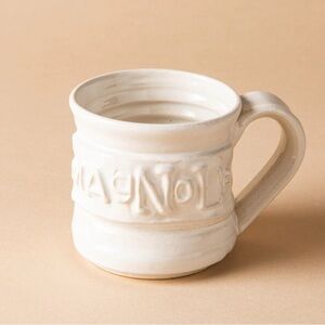 Magnolia Joanna Gaines White Ceramic Stoneware Black Oak Art Coffee Tea Mug Cup